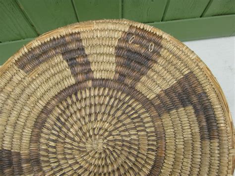 Papago Native American Indian Pictorial Coiled Lidded Olla Basket Huge