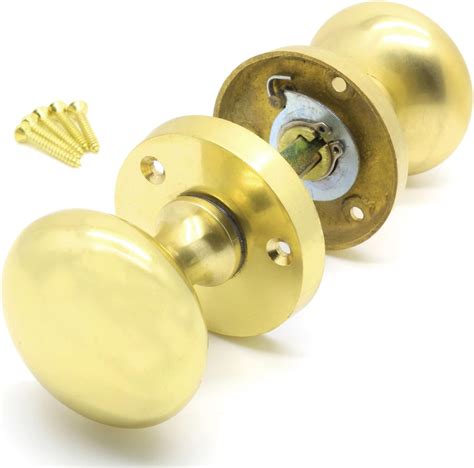 Solid Brass Mortice Door Knobs Fittings Pair Of 50mm Round Handles Uk Diy And Tools