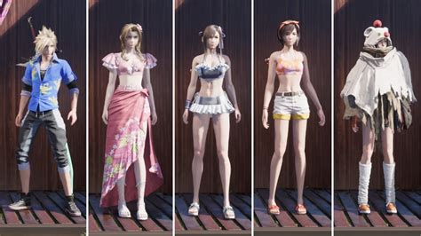 Final Fantasy 7 Rebirth - All Characters Outfits & Swimsuits Showcase ...