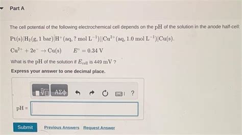 Solved The Cell Potential Of The Following Electrochemic