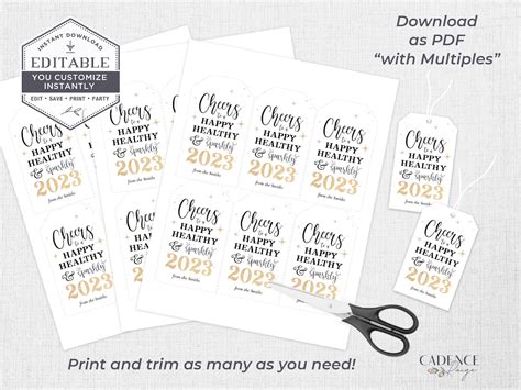 Happy New Year Gift Tag Printable New Years Tag Editable New Etsy