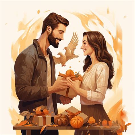 Premium Photo 3d Rendered Image Of Lovely Couple At Thanksgiving