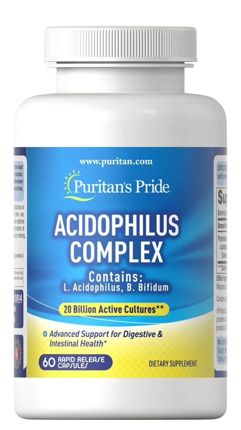 Acidophilus Complex 20 Billion 60 Capsules | Acidophilus/Probiotics Supplements | Puritan's Pride