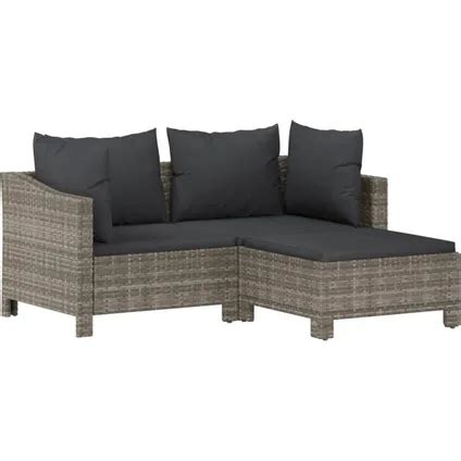 Vidaxl Loungeset Grijs Pe Rattan Staal Hoekbank X X Cm