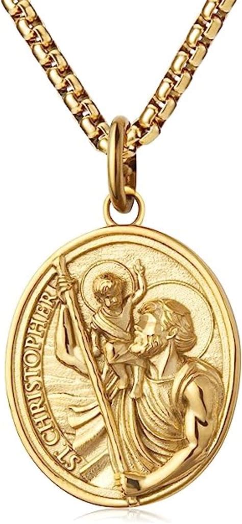 Gouden St Saint Christopher Medaille Hanger Ovaal Met Ketting Van