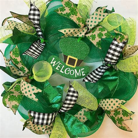 Amazon St Patrick S Day Deco Mesh Wreath For Front Door Home