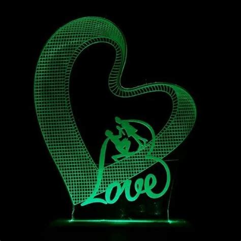 Vagalleryking Modern Contemporary Love Couple In Heart 3d Illusion Acrylic Led Night Lamp For