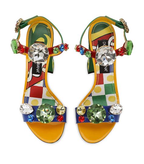 Dolce And Gabbana Leather Embellished Heeled Sandals 105 Harrods Us