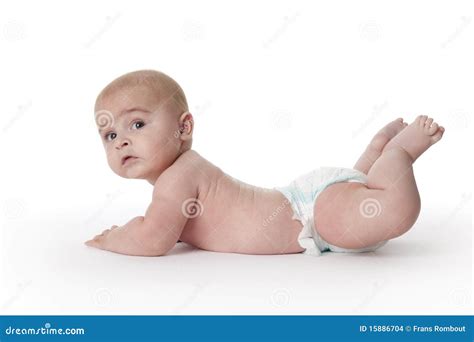 Baby Boy Lying On His Belly Stock Photo Image Of Horizontal Studio