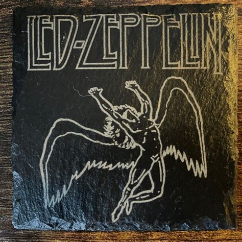 Led Zeppelin Swan Song Icarus Logo Engraved Slate Coasters Etsy Uk