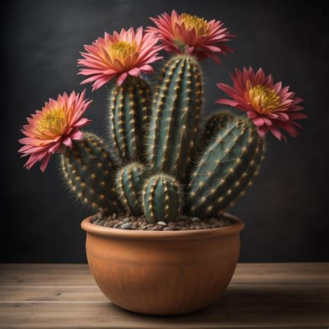 Premium Photo Flowering Cactus In A Pot