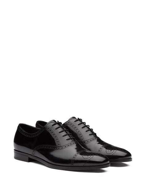 Prada Brushed Fum Leather Oxford Shoes Farfetch