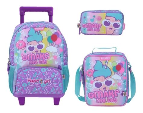 Kit Mochila Lonchera Y Lapicera Happy Girl Primaria Uni508 Envío gratis