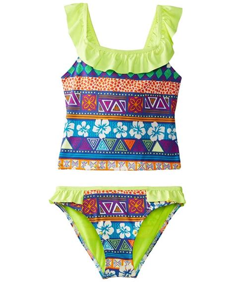 Big Girls Ruffle Flower Tankini Bluelimepurple Cw11khi83c9