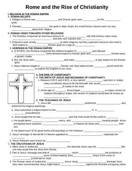 World Unit Lesson Rome And The Rise Of Christianity Guided Notes