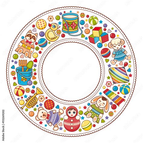 Childrens Colorful Round Frame Baby Background Happy Birthday