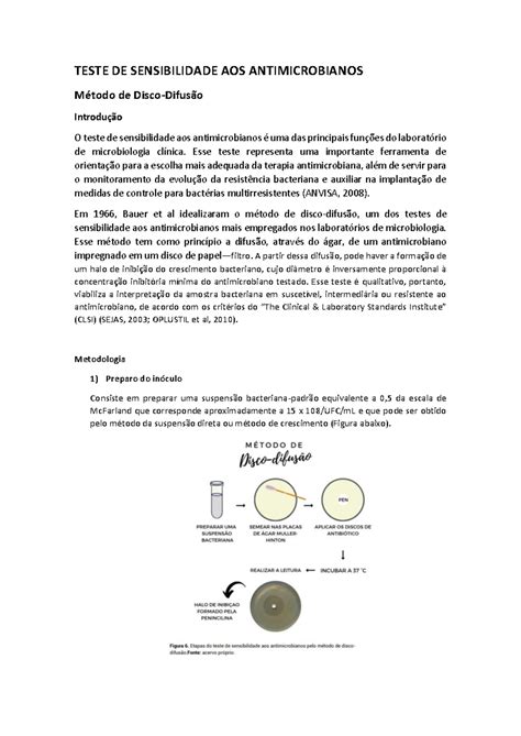 Teste De Sensibilidade A Antimicrobianos Esse Teste Representa Uma