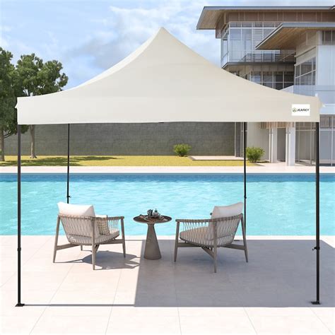 JEAREY 12-ft x 12-ft 12 ft. x 12 ft. Patio Gazebo Square Beige Metal ...