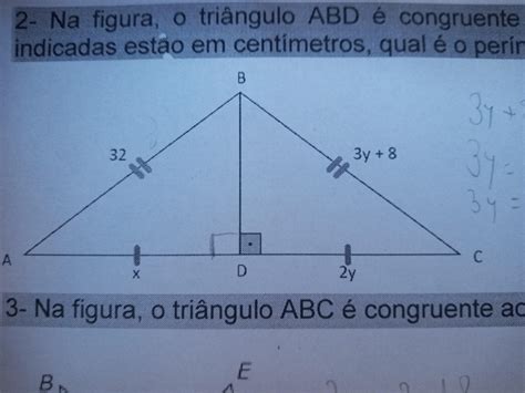 Na Figura O Triângulo Abd é Congruente Ao Triângulo Cbd Considerando Que As Medidas Indicadas