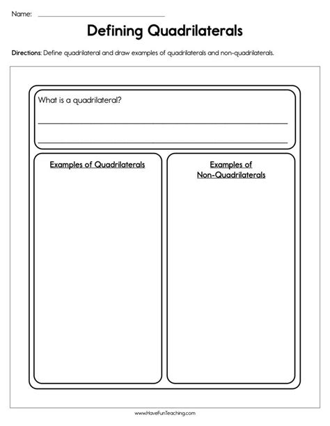 Defining Quadrilaterals Worksheet Have Fun Teaching Worksheets Library