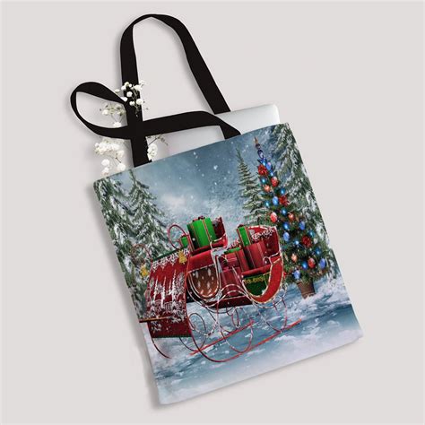 Eczjnt Vintage Sleigh Christmas Ts Canvas Bag Reusable Tote Grocery