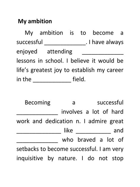 My Ambition Sample Essay Science Cognition