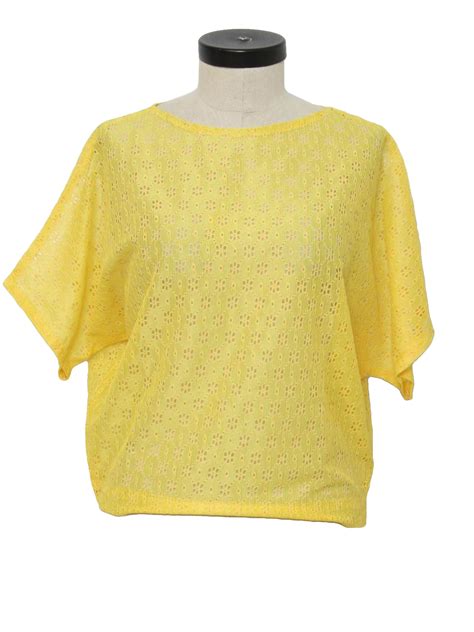 1980s Shirt Missing Label 80s Missing Label Womens Yellow