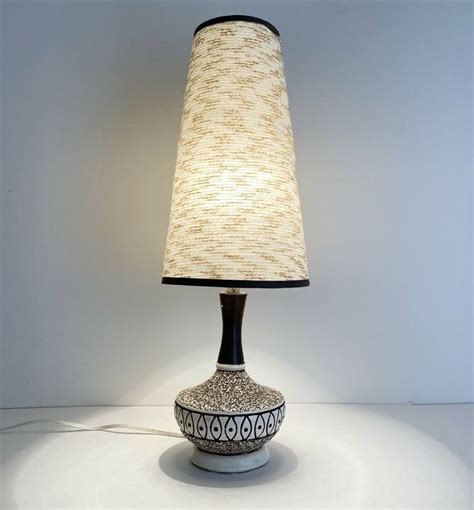 Mid Century Modern Table Lamp 20” Height Cone Shade Ceramic Base Ebay Modern Table Lamp Mid