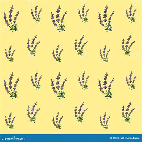 Vector Lavender Seamless Pattern Beautiful Violet Lavender Flowers