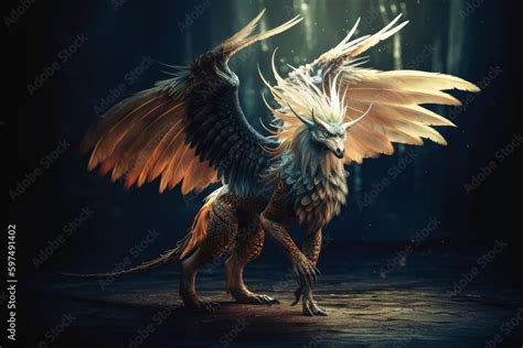 A mythical creature with wings created with generative AI technology ...