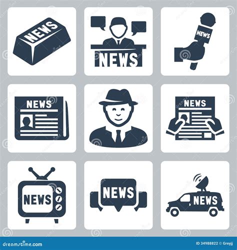 Vector News And Journalism Icons Set Stock Vector Illustration Of