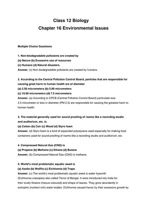 Solution Class Biology Chapter Environmental Issues Studypool