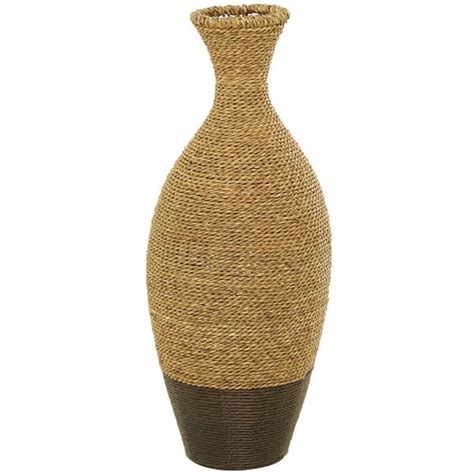 Litton Lane Brown Handmade Tall Woven Floor Seagrass Decorative Vase