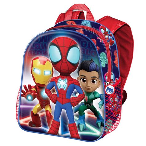 Mochila 3D Pré Escolar Glow Spidey Spiderman 31 cm Brinquedos e