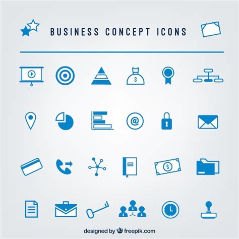 Set Of Blue Business Icons Vector Free Download