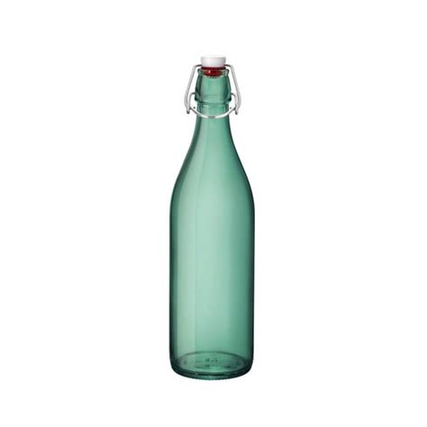 Bouteille En Verre Vert Profond 1 L Avec Bouchon Mécanique 8 X 8 X 32