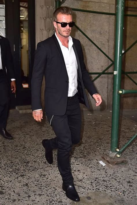 Moda beckham 2 peças preto ternos de negócios terno de casamento para