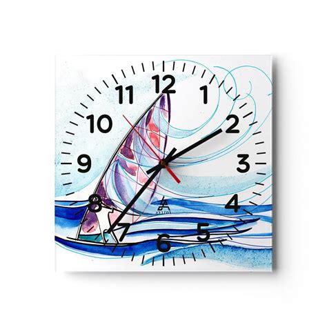 Zegar ścienny Z wiatrem w rytmie fal 30x30cm Windsurfing Sport