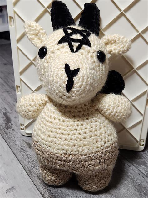 Little Baphomet Buddy Crocheted Plushy Handmade Ready Etsy