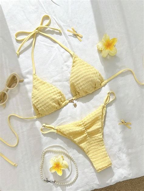 Swim Mod Conjunto de bikini de mujer con decoración de estrellas de