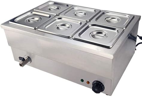 Silver Stainless Steel ELECTRIC BAIN MARIE 6 GN PAN For Commercial At