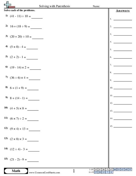 Solving With Parenthesis Worksheet Download