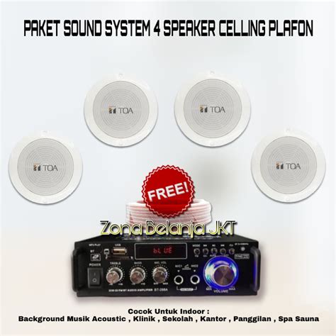 Jual PAKET SOUND SYSTEM TOA CEILING PLAFON 4 SPEAKER CAFE RESTO KLINIK