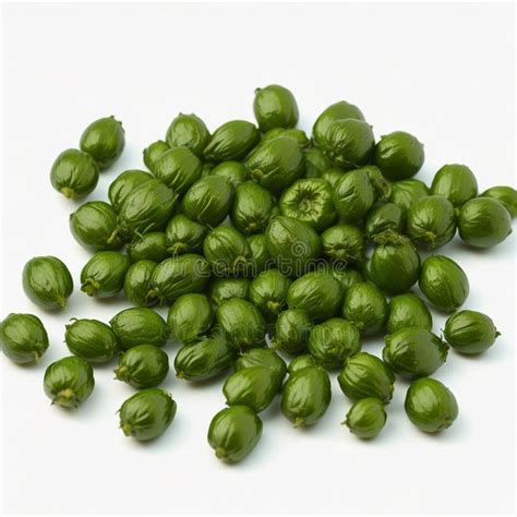 Green Soybeans On White Background Top View Flat Lay Ai Generated