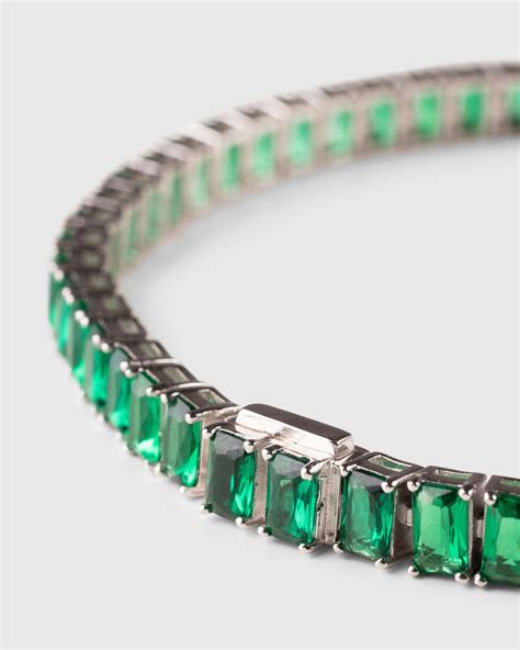 Hatton Labs Emerald Cut Tennis Bracelet Silver Emerald Highsnobiety