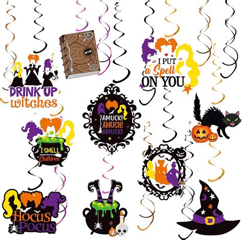 Amazon 30pcs Hocus Pocus Decorations Halloween Hanging Swirl