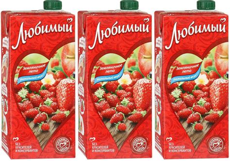 Напиток сокосодержащий Любимый Земляничное лето 950 мл в упаковке ...