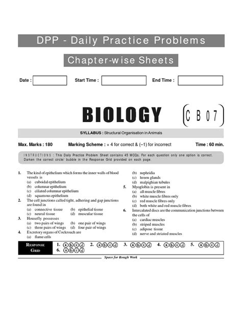 Dpp Daily Practice Problems Chapter Wise Sheets Pdf Epithelium