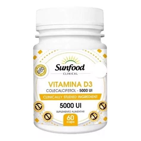 Vitamina D3 5000UI Sunfood 60 Caps Submarino