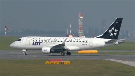 Lot Embraer 170 Star Alliance Livery Landing At Vienna Airport Sp